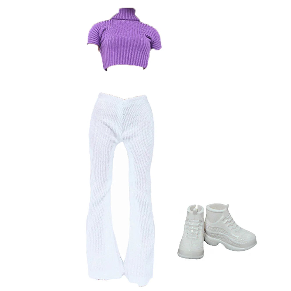 Modern Doll Clothes 11.8'' 30cm Girl Doll Outfit Mini Dress with High Heel Shoes Boots Accessories Kids Doll Toy