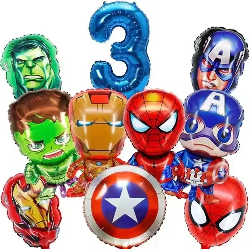 Spider and His Amazing Friends Spider Number Aluminum Balloons Birthday Party Decorations Balloon for Kids Baby Shower gifts