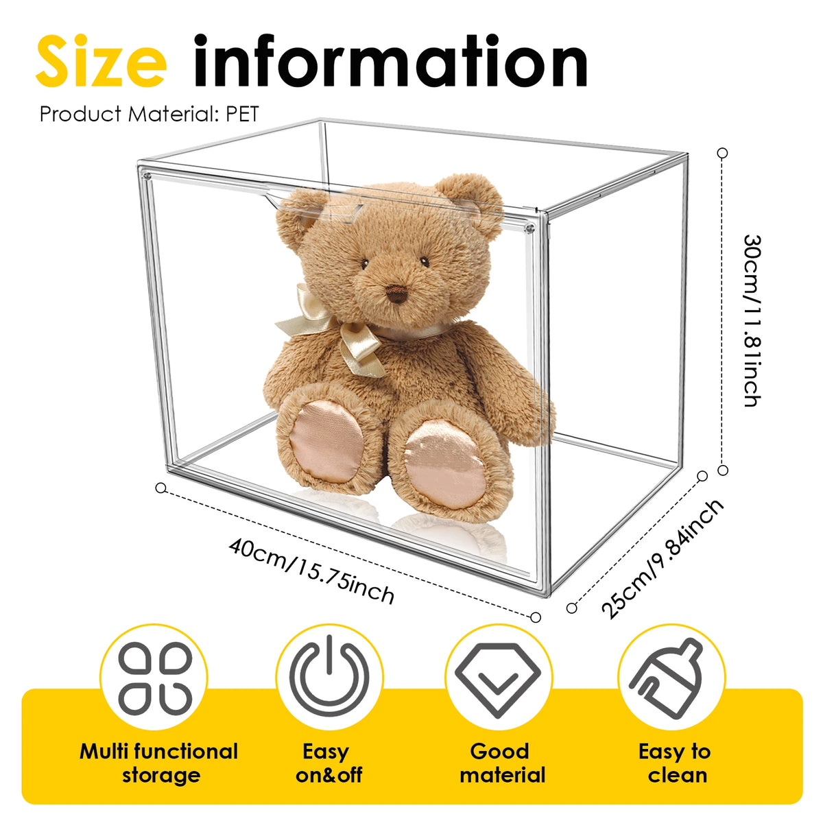 Clear Display Box Stackable Plastic Dustproof Doll Storage Bins Figures Display Collectibles Case Desktop Organizers Box