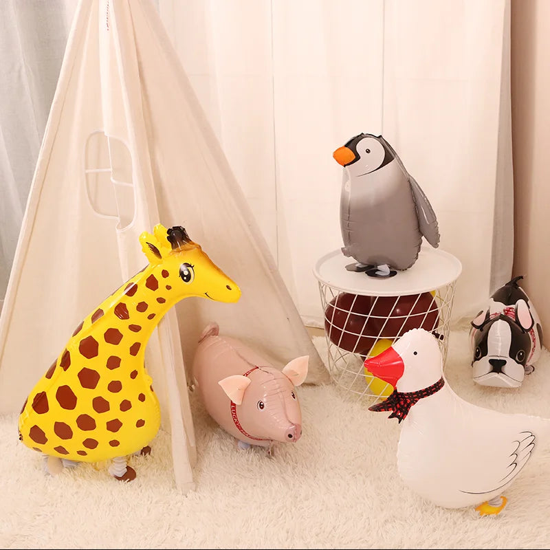 Walking Animal Balloons Zoo Theme Party Ballons Cute Sheep Cat Dog Toy Walking Baloon for Kids Babyshower Birthday Party Decor