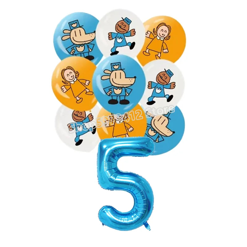 Dog Man Movie Theme Balloon Birthday Number Balloons Cartoon Comic Child Party Decoration Baby Shower Supplies Ballons Kids Gift