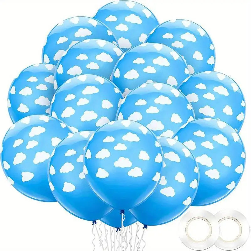 15pcs 12inch Blue White Cloud Latex Balloon Birthday Party Wedding Decoration Theme Party Decor Baby Shower Supplies Air Globos