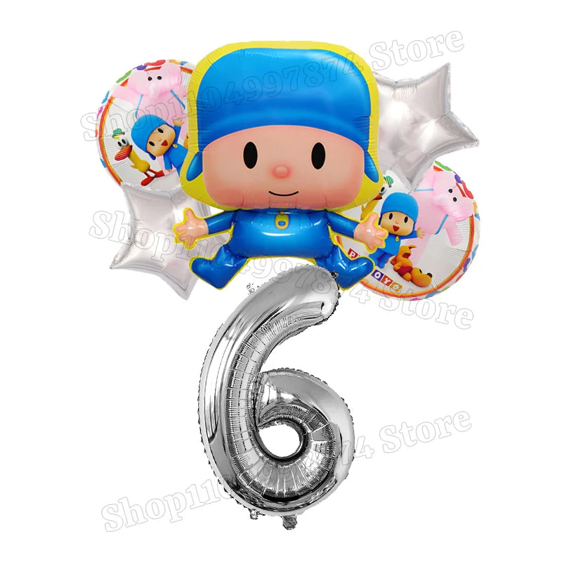 Kids Digit 1-10 Balloons P-pocoyos Kawaii Party Decoration Boys Girls Birthday Baby Shower Gender Reveal Ballons Children Gift