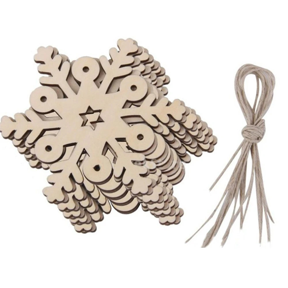 10 Wooden Christmas Ornaments for Year Decorations, Handmade Pendants for Party and Holiday Decoration