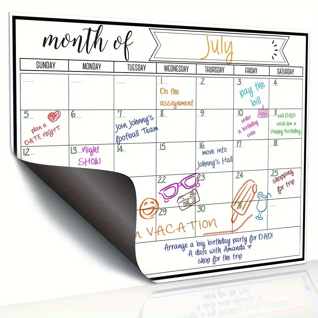 Blank Monthly Calendar Pad, Undated Wall/Desk Planner for Schedule & Vacation Planning, Summer Home & Office Organizer