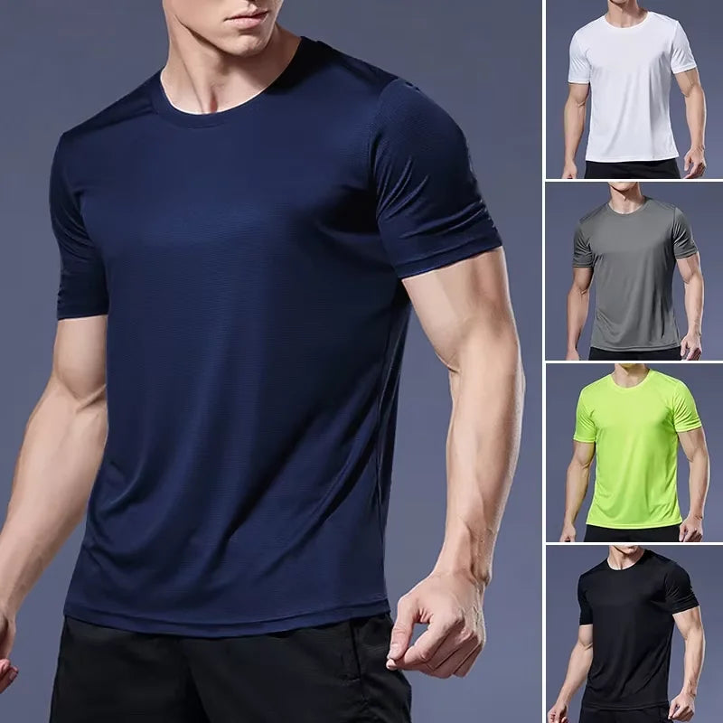 breathable comfortable short sleeve T-shirt casual light Gym Tops High quality men breathable fast drying running sports fitness