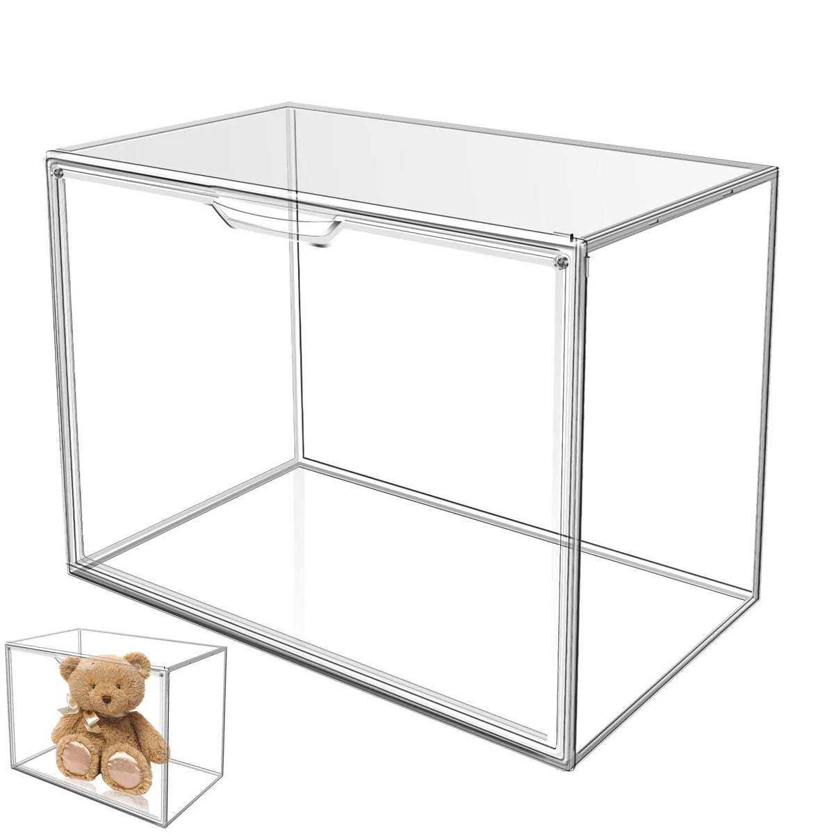 Clear Display Box Stackable Plastic Dustproof Doll Storage Bins Figures Display Collectibles Case Desktop Organizers Box