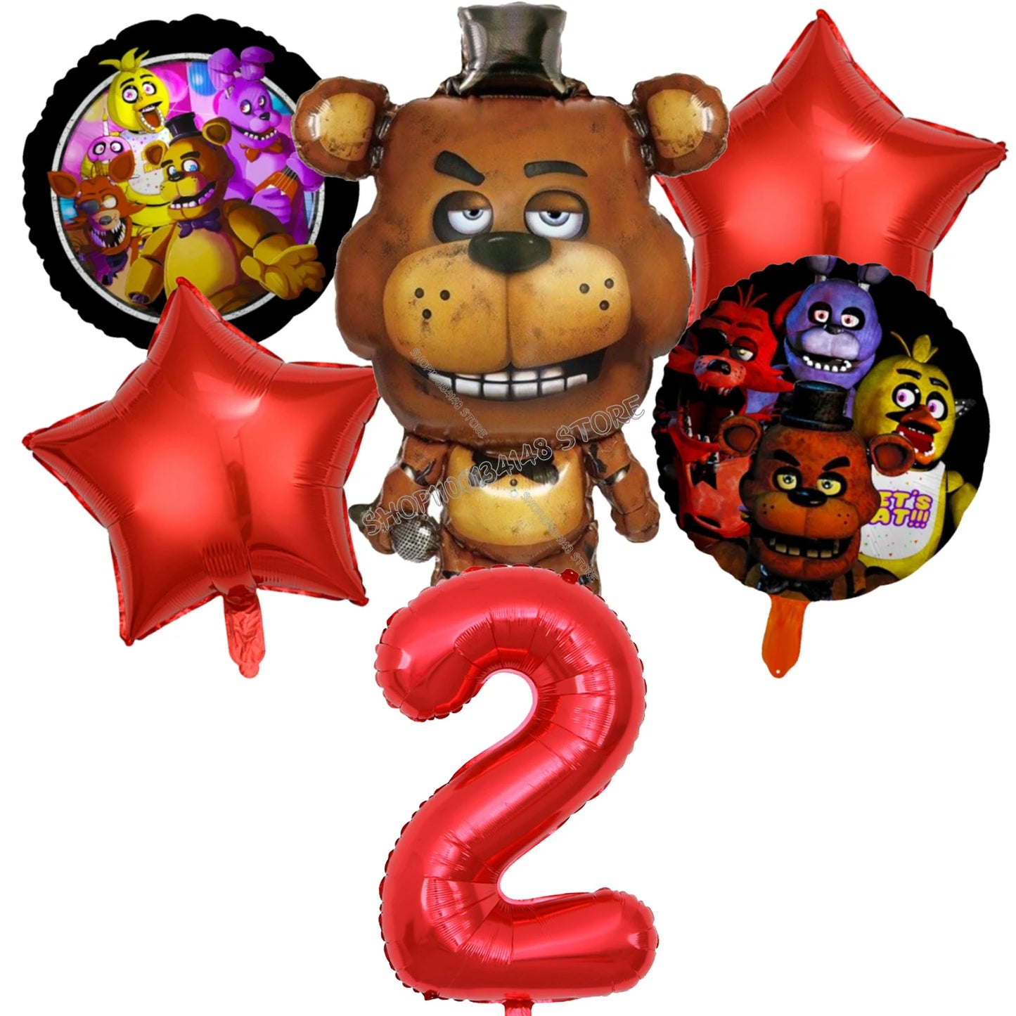 Fnafs Birthday Ballons 6pcs Five Nights At Freddys Party Number Balloons Decoration Props Ornaments Aluminium Balloon Kids Gift