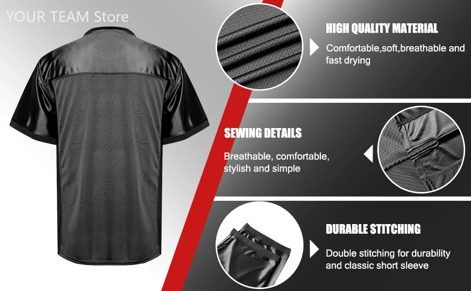 Blank Football Jersey - Sports Performance T-Shirt  Hip Hop Basketball Soccer Party Wear, Sublimation Ready Team Uniform