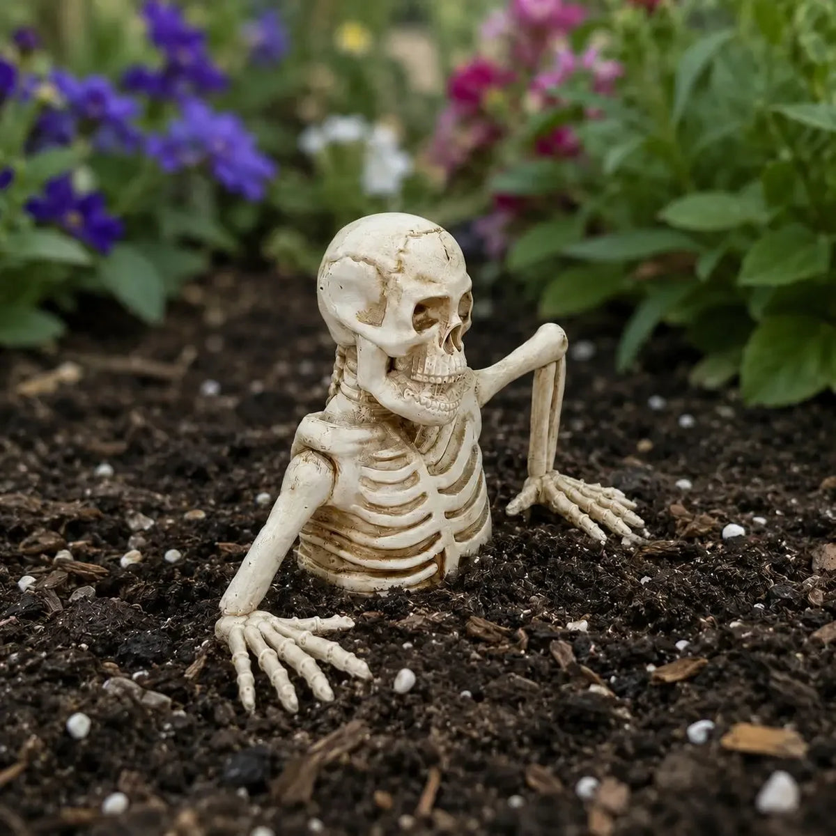 Halloween Half-body Skull Bonsai Decoration Half Body Skeleton Decoration for Halloween Indoor Outdoor Yard Decor Prop