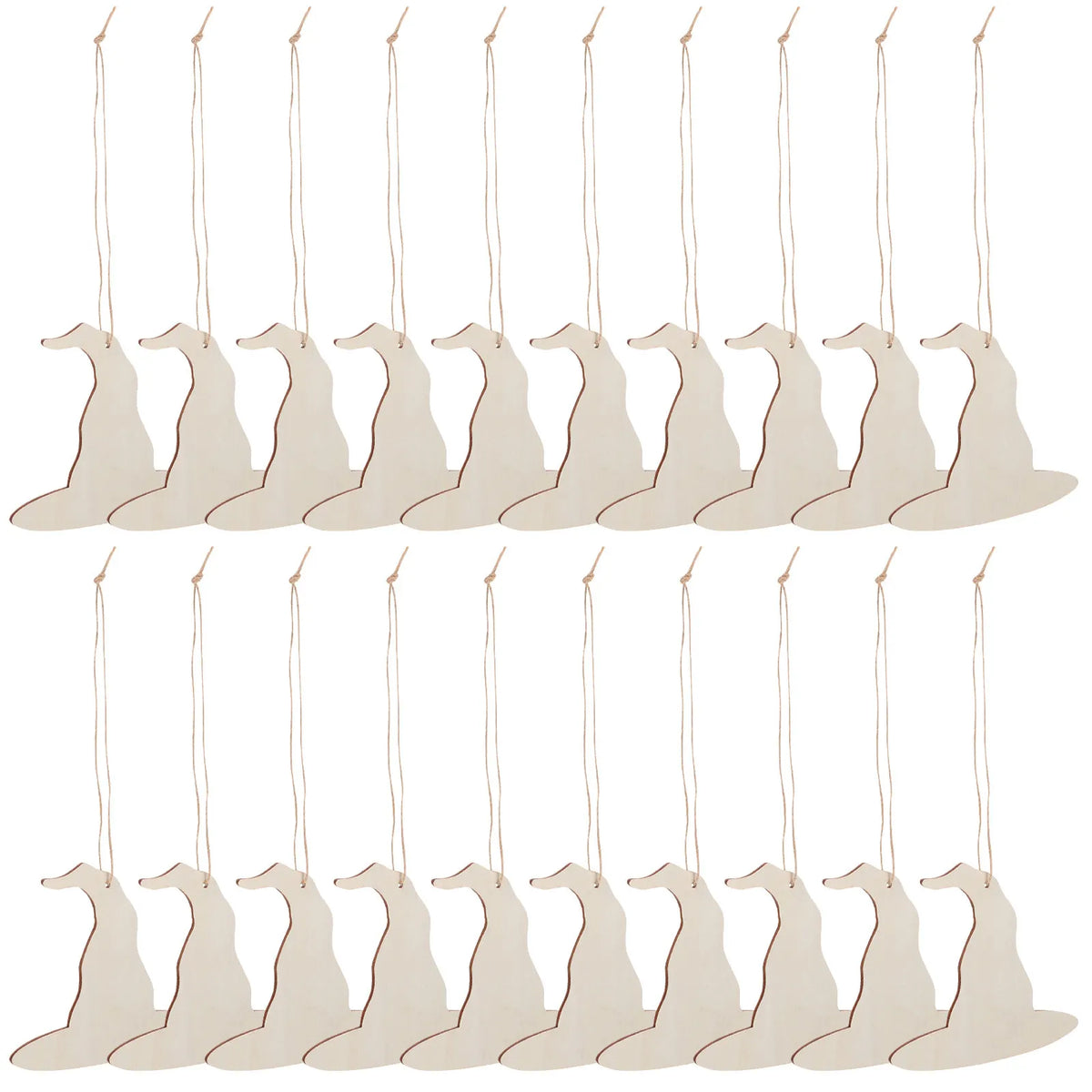 20 Pcs Wooden Witch Hat Hanging Ornament Halloween Photo Prop DIY Craft Cutouts Party Props Blank Boards Unfinished