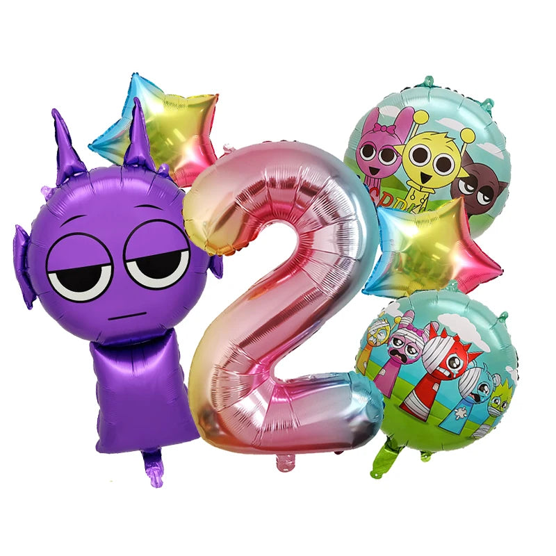 Sprunki Cute Balloons Kids New Digit 1-10 Party Decoration Boys Girls Birthday Baby Shower Gender Reveal Ballons Children Gift