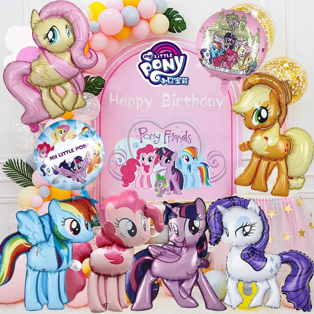 Cartoon Animal Aluminium Foil Balloon My Little Pony Theme Inflatable balloons for Kid Birthday Party Background Decor Supplies