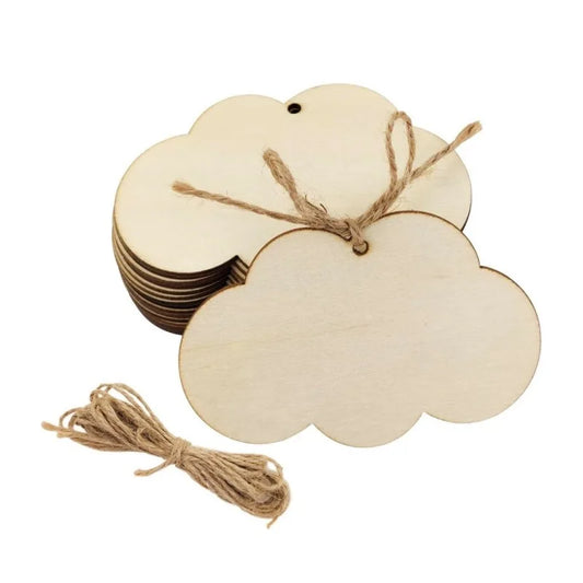 10pcs Wood Cloud Cutouts Wooden Cloud Hanging Ornaments DIY Cloud Craft Gift Tags for Home Party Decoration Craft Project