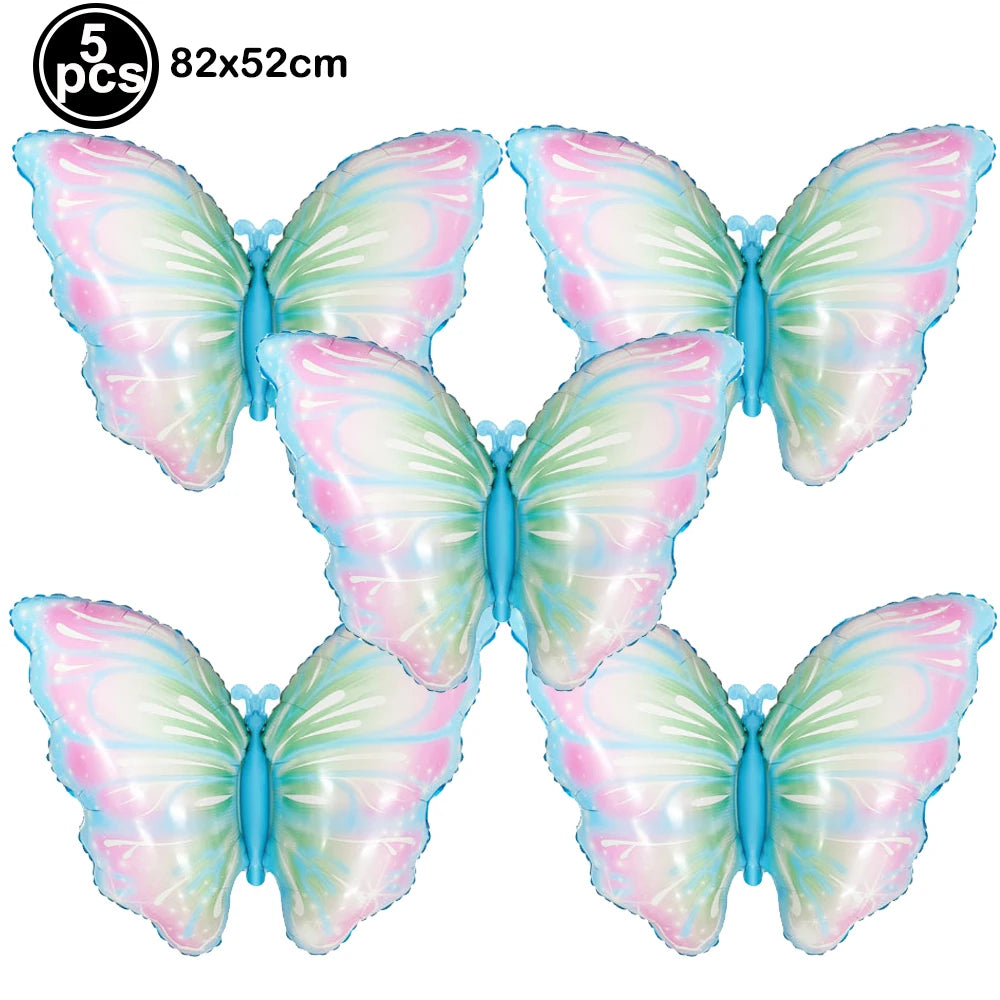 Butterfly Balloons 4th Birthday Decorations for Girl Pink Butterfly Foil Ballon Fairy 4th Birthday Party Decorations Baby Shower