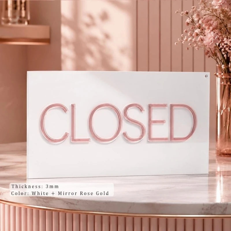 Custom Open Closed Acrylic Door Sign, Waterproof Double Sided Hanging Business Sign, Decorative Storefront Plaque for Cafe,Salon