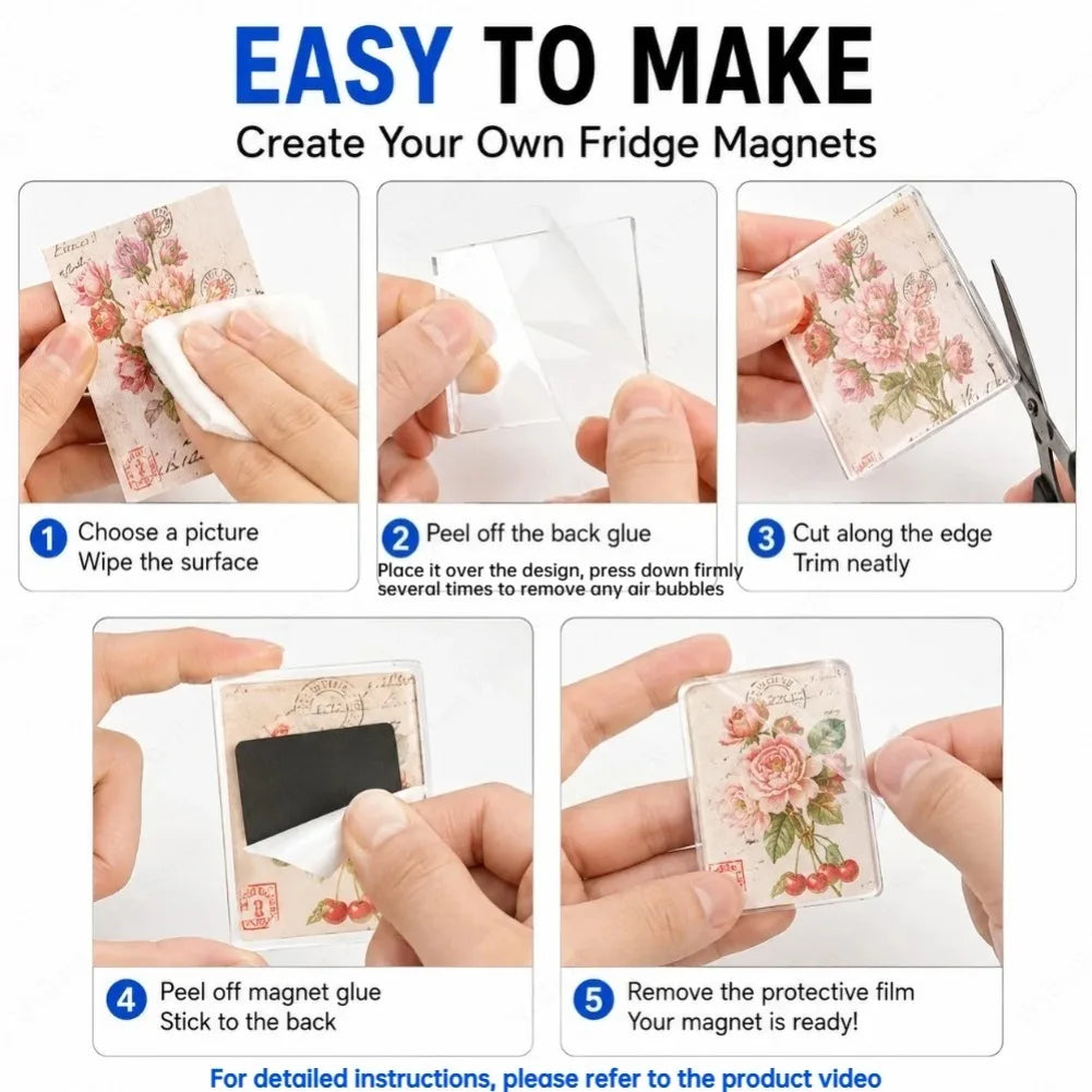 DIY Acrylic Fridge Magnet Kit Handmade Magnetic Sticker for Refrigerator Door Home Decor Craft Making Accessory Gift Supply Set