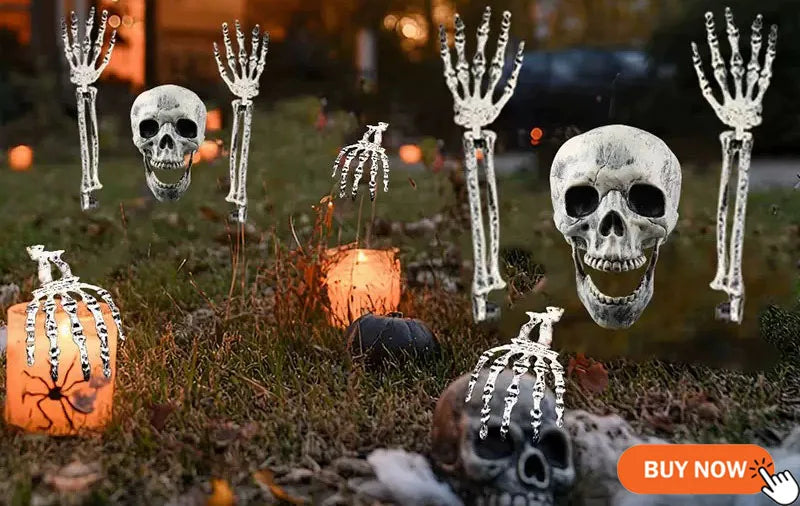 Halloween Decorations Home Decor Skeleton Head Outdoor Scary Props Realistic Skull Hands Yard Prank Festivals Party Supplies