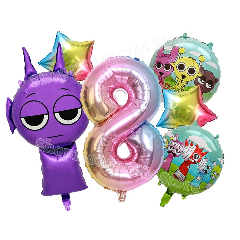 Sprunki Cute Balloons Kids New Digit 1-10 Party Decoration Boys Girls Birthday Baby Shower Gender Reveal Ballons Children Gift