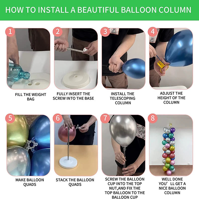 Balloon Column Stand Kit,Adjustable Balloon Column Kit, Metal Telescopic Pillar Balloon Stand, Birthday Party, Graduation, Weddi