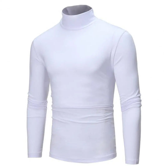 2021 New Men's Solid Color Turtleneck T Shirts Male Slim Fit Long Sleeve T Shirts Black White Men tshirt Tops S-3XL