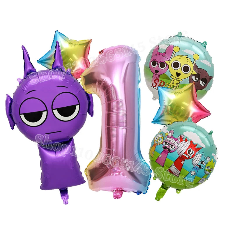 Sprunki Cute Balloons Kids New Digit 1-10 Party Decoration Boys Girls Birthday Baby Shower Gender Reveal Ballons Children Gift