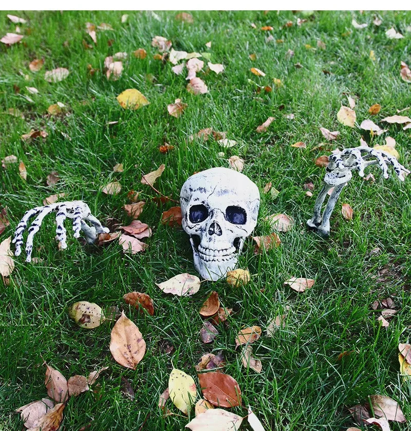 Halloween Decorations Home Decor Skeleton Head Outdoor Scary Props Realistic Skull Hands Yard Prank Festivals Party Supplies