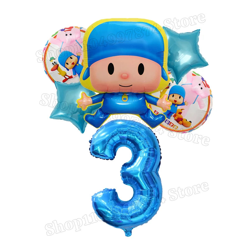 Kids Digit 1-10 Balloons P-pocoyos Kawaii Party Decoration Boys Girls Birthday Baby Shower Gender Reveal Ballons Children Gift
