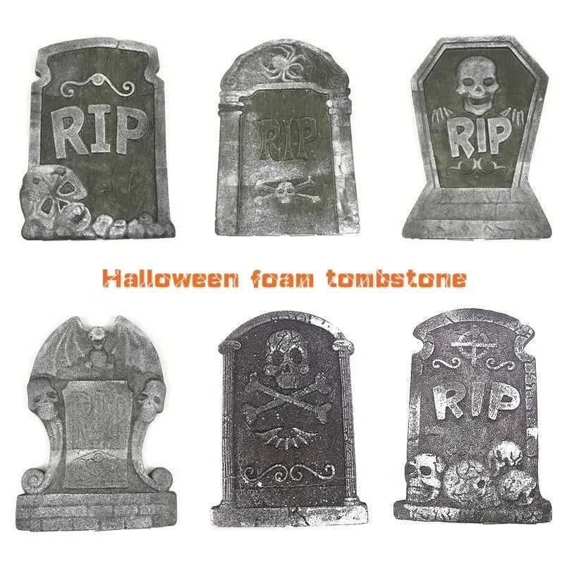 Halloween Tombstone Decoration Haunted House RIP Stone Foam Grisly Props Party Decor Skeleton Tombstone Yard Halloween Decor
