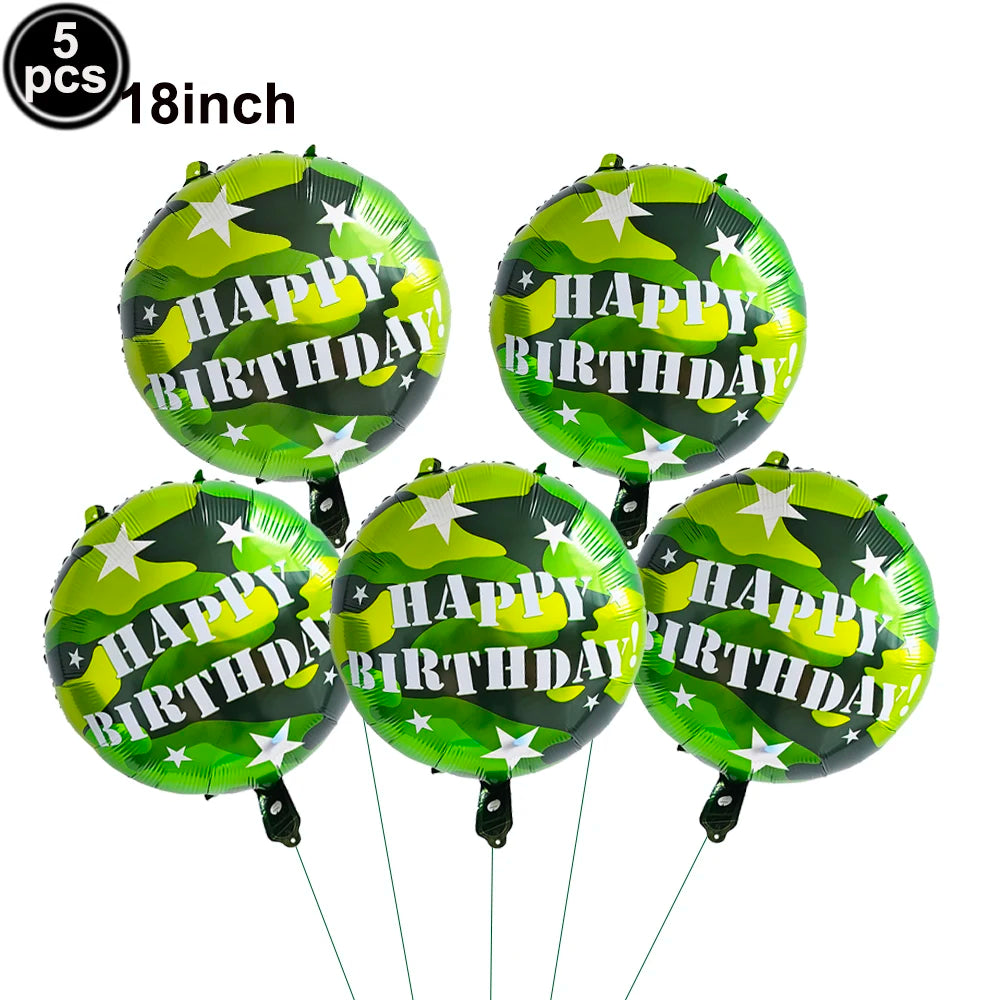 Camouflage Party Decoration Green Camo Latex Balloons Gun Tank Balloon Military Theme Decor Baby Shower Birthday Party Supplies
