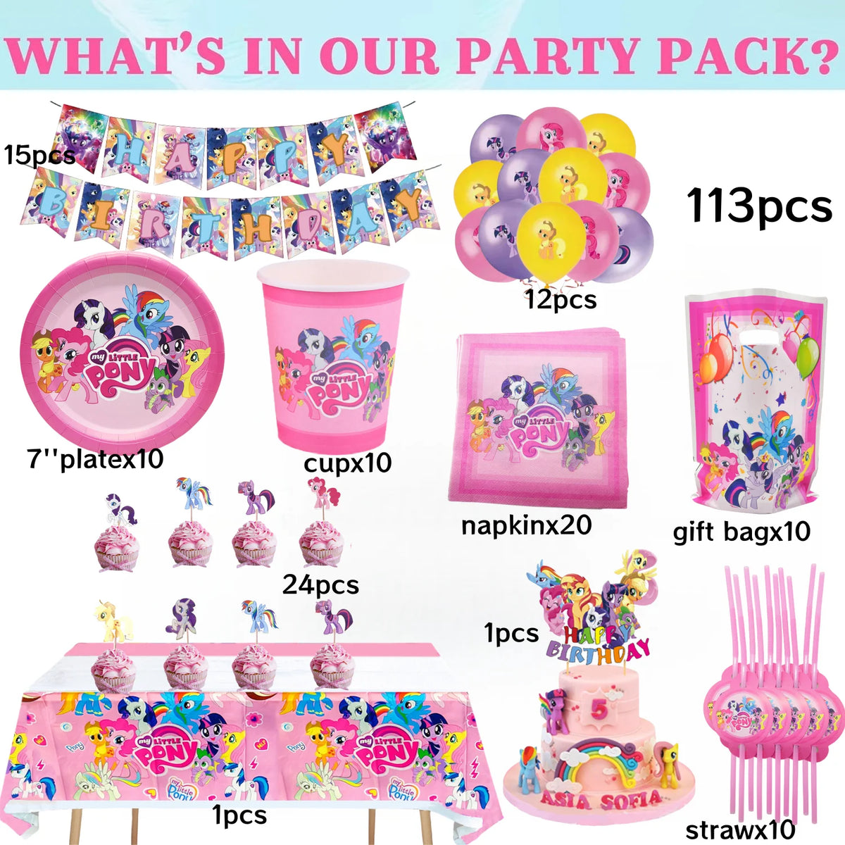 Pink Pony Birthday party Decoration set Tableware Tablecloth Plate Cup Gift Bags Napkin Baby Shower Pony Party Favors Supplies