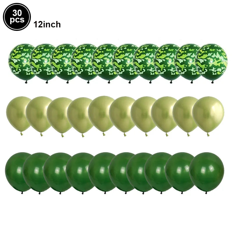 Camouflage Party Decoration Green Camo Latex Balloons Gun Tank Balloon Military Theme Decor Baby Shower Birthday Party Supplies