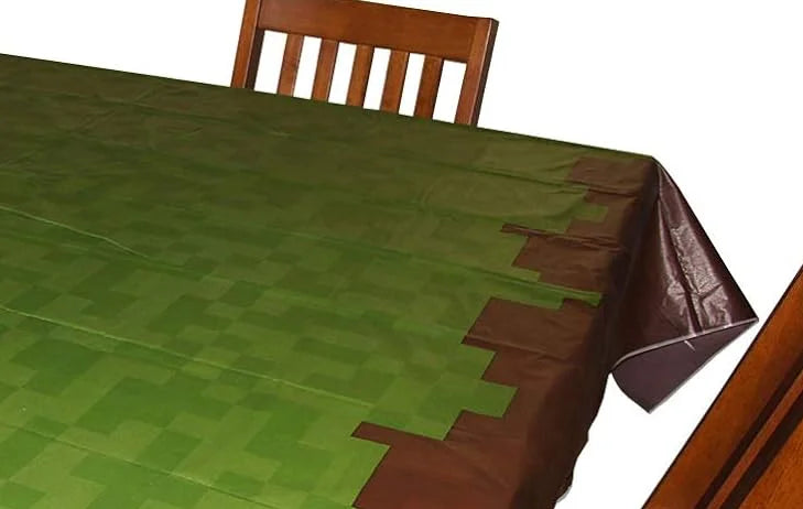 Pixel Miner Style Birthday Party Grass Tablecloth Gamer Birthday Decorations, Mining Craft Party Supplies Pixel Miner Party