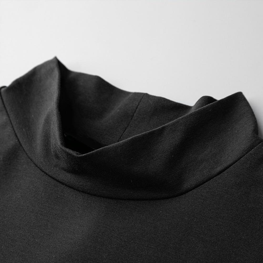 Men Summer Top Half High Collar Solid Color Soft Pullover Breathable Keep Cooling Casual Short Sleeves Summer T-shirt Clothing