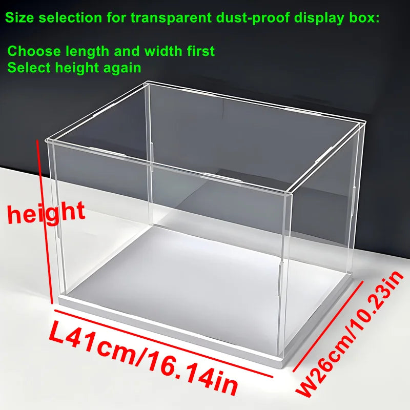 1pc Transparent Self-Assembled Display Box, Transparent Dustproof Protection Storage Cabinet, White Base Labubu Storage Box