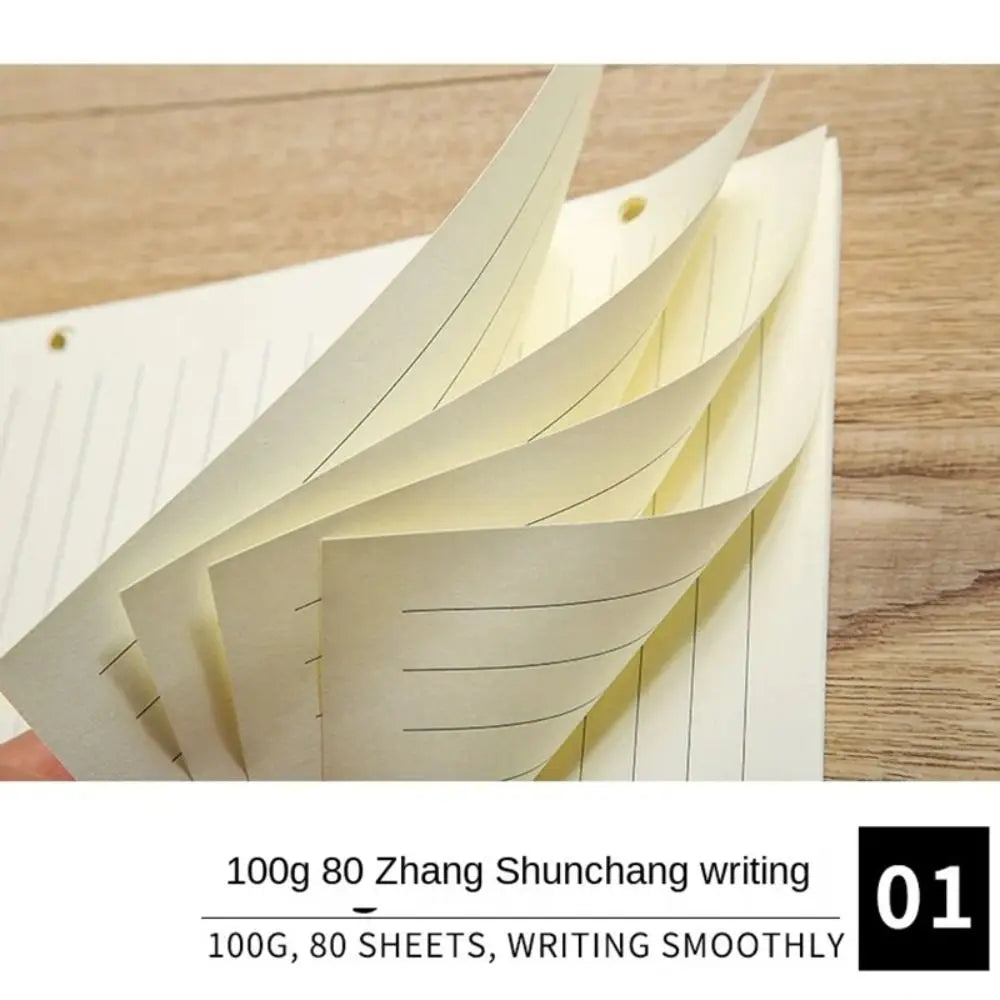 80Sheets Kraft Paper Loose Leaf Paper A5/A6/A7 Horizontal Line/Blank 6-hole Binder Inner Page Notepad Inside Paper Gift